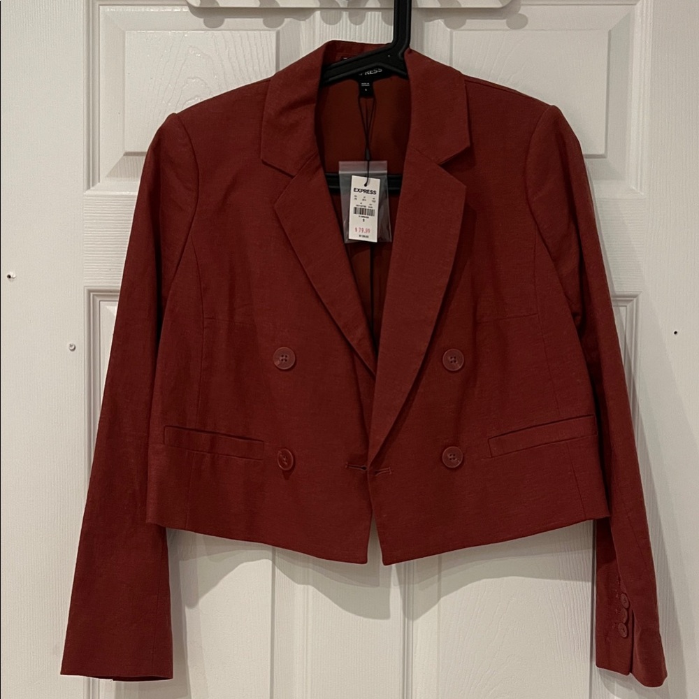 Express Women's Red Cropped Blazer